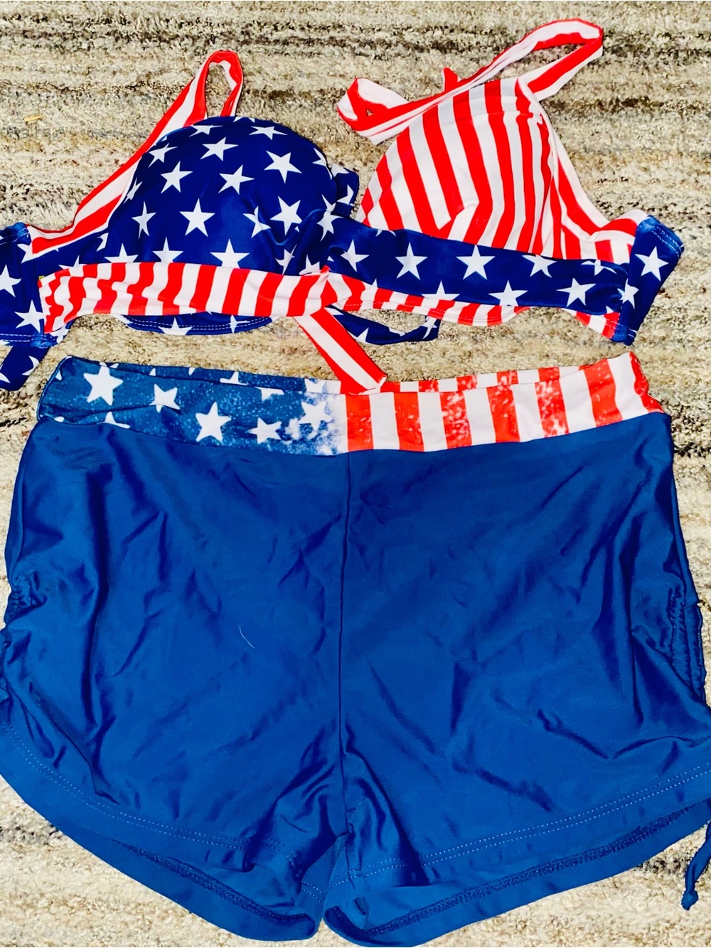 Red White and Blue Stars & Stripes Two-Piece Swim Set